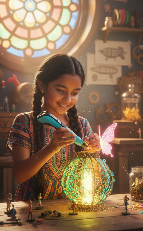 Girl with 3D Pen Creator