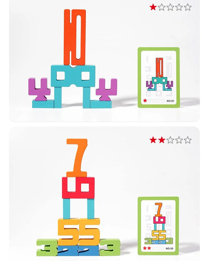 Wooden Number Stacking Building Blocks
