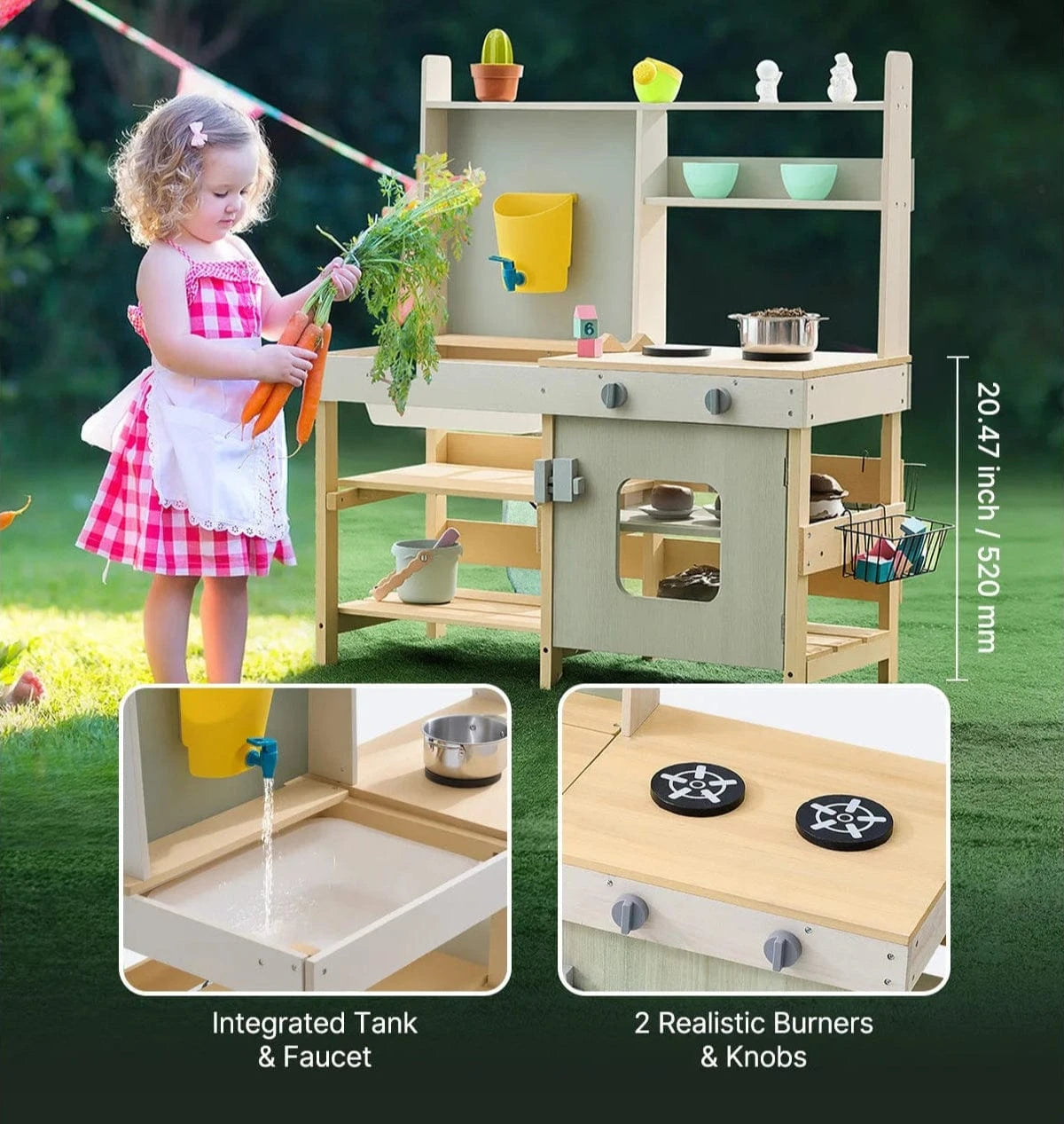 Premium Wooden Mud Kitchen Features