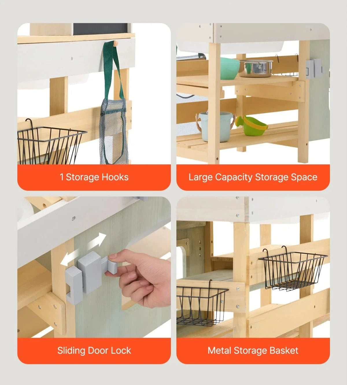 Premium Wooden Mud Kitchen Features2