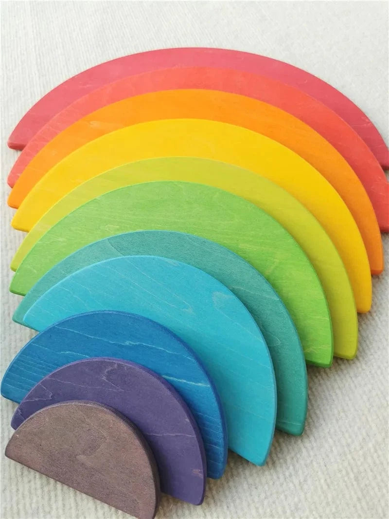 Premium Wooden Rainbow Semi-Circle Stackers - Wonder Minds Kids