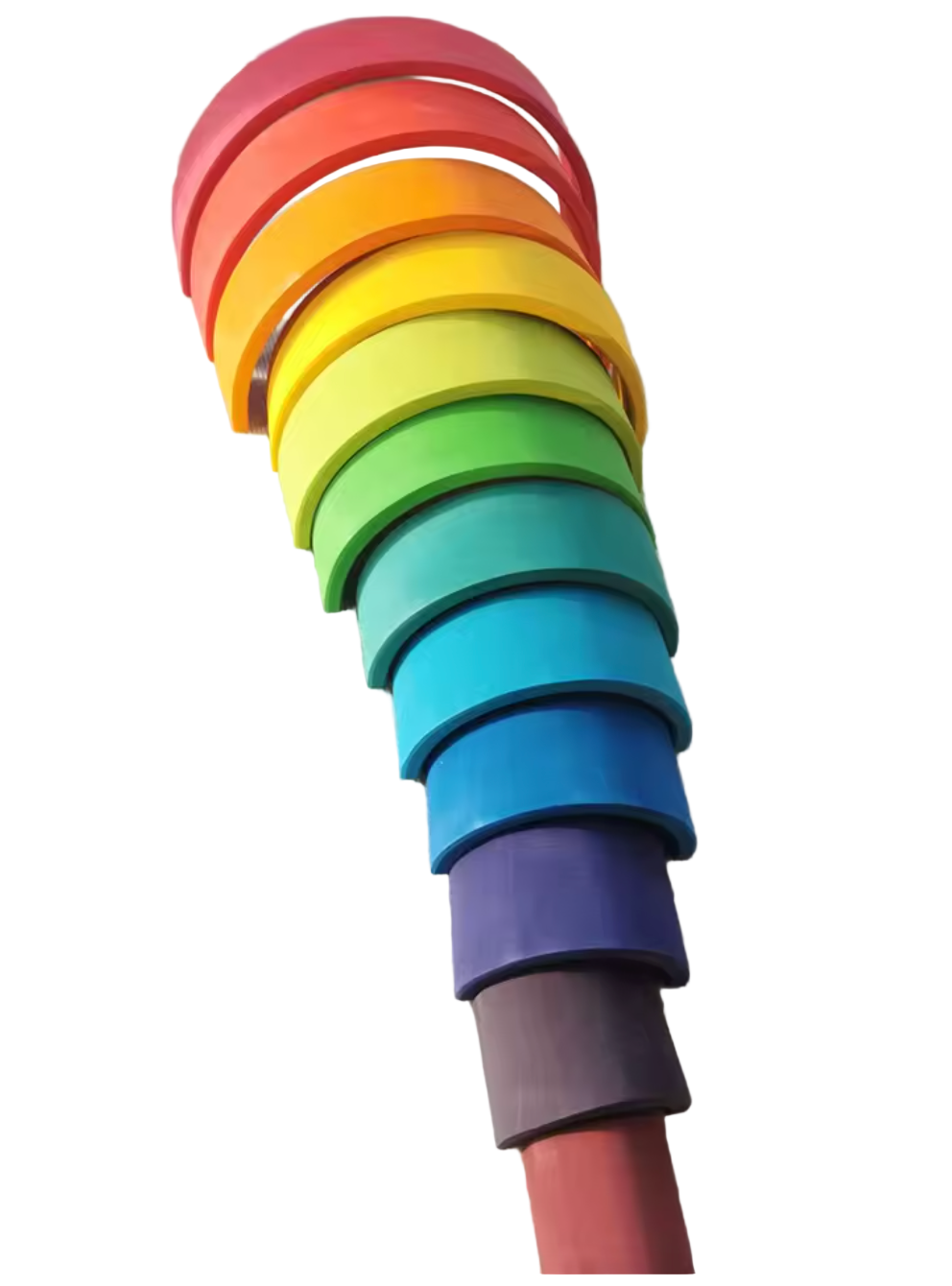 Stack of rainbow-coloured finished