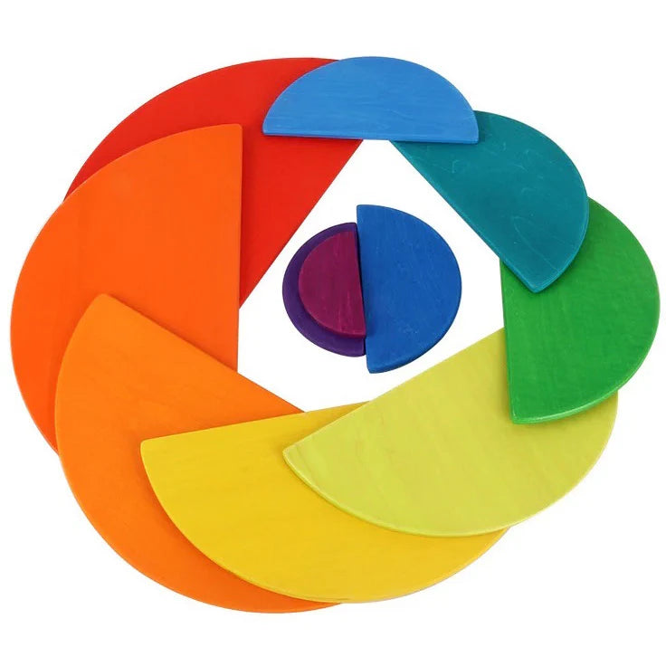 Premium Wooden Rainbow Semi-Circle Stackers - Wonder Minds Kids