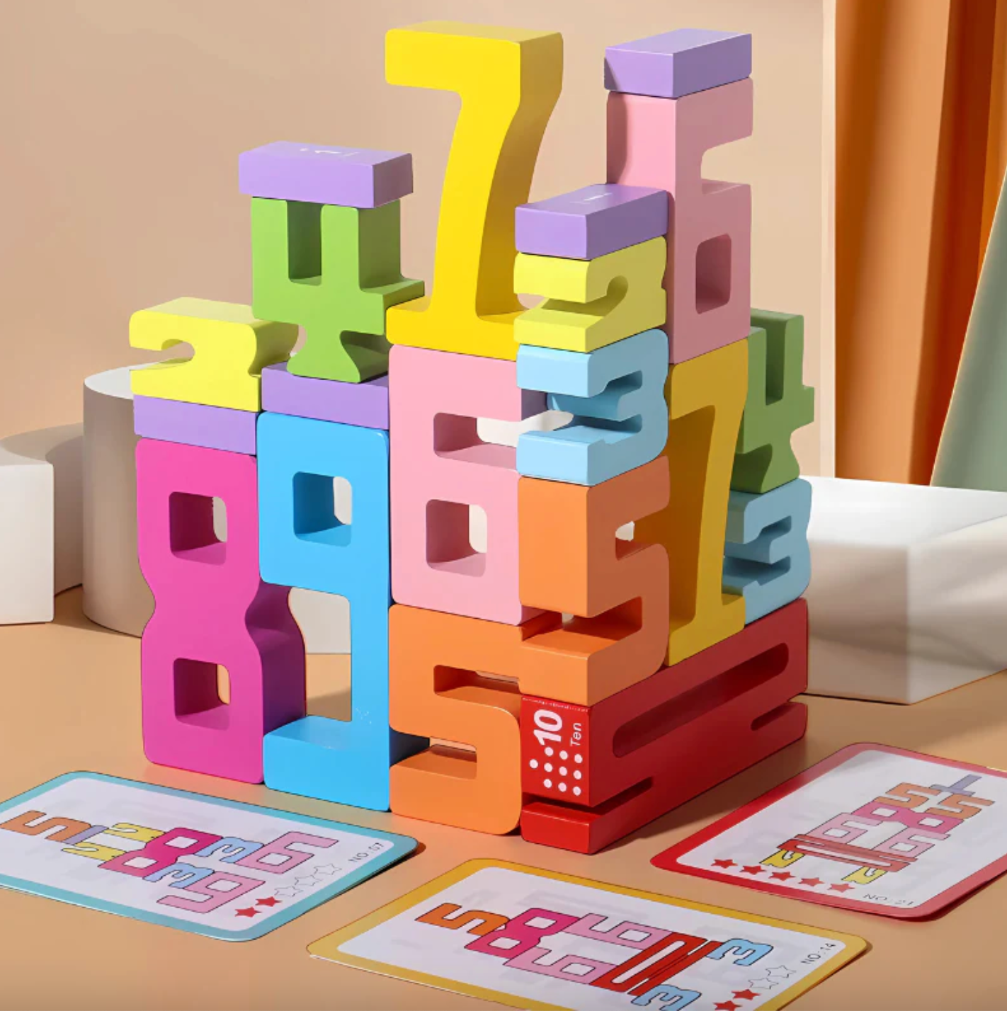 Wooden Number Stacking Building Blocks