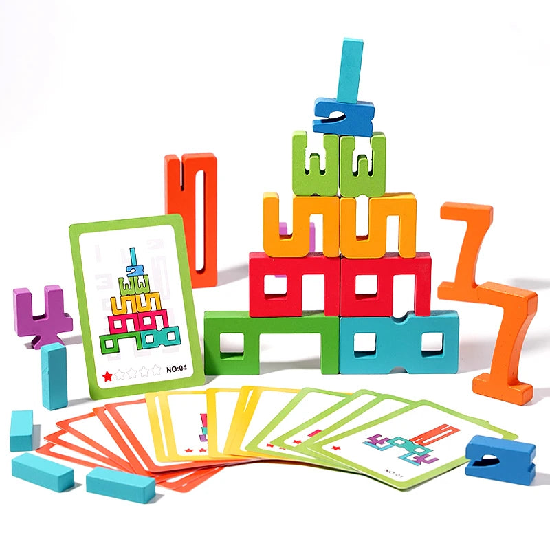 Wooden Number Stacking Building Blocks