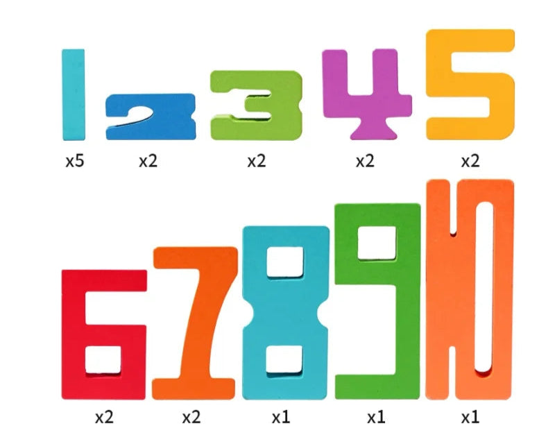 Wooden Number Stacking Building Blocks pieces
