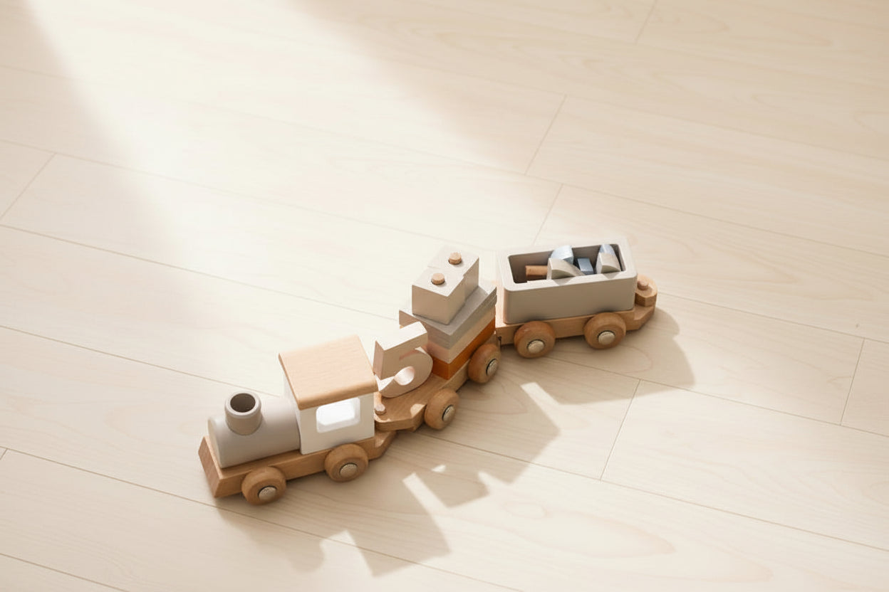 Wooden toy train set