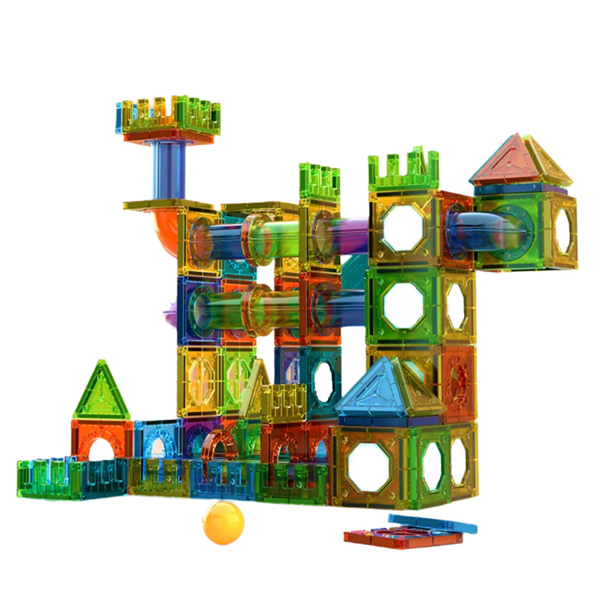 Colourful Magnetic Tiles Building Toy for Kids – Wonder Minds™ STEAM Learning Blocks
