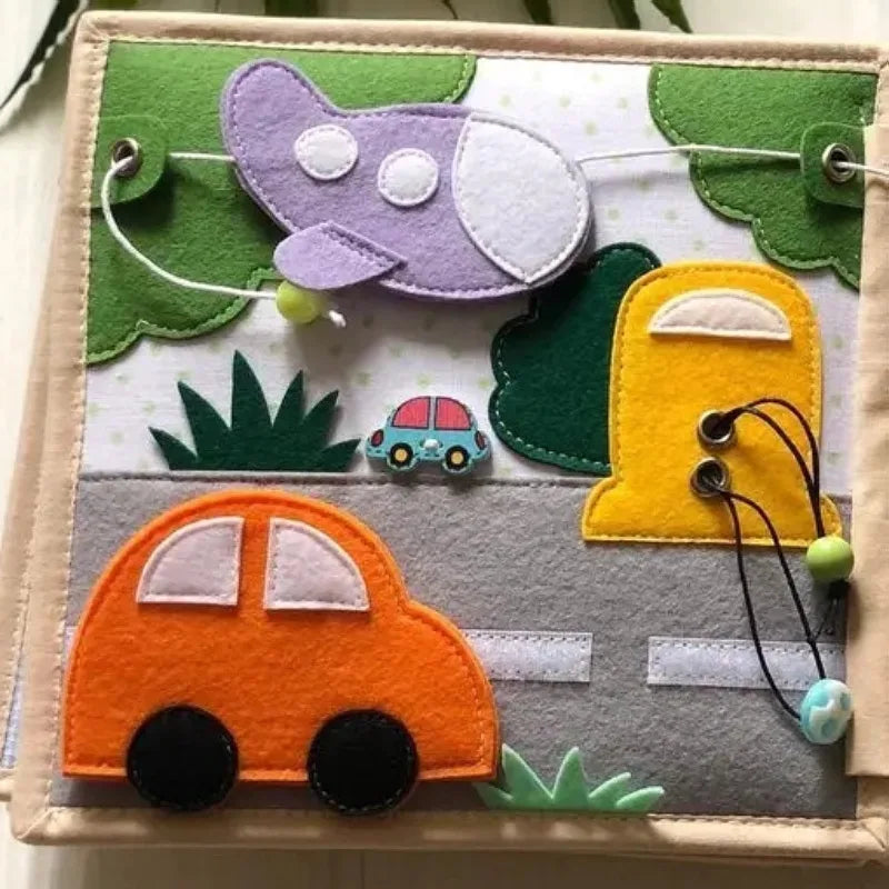 Montessori 3D Felt Cloth Book with Busy Board Features