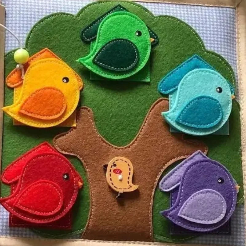 Montessori 3D Felt Cloth Book with Busy Board Features