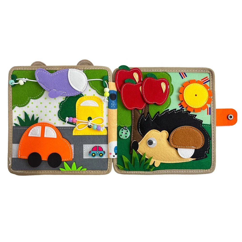 Montessori 3D Felt Cloth Book with Busy Board Features
