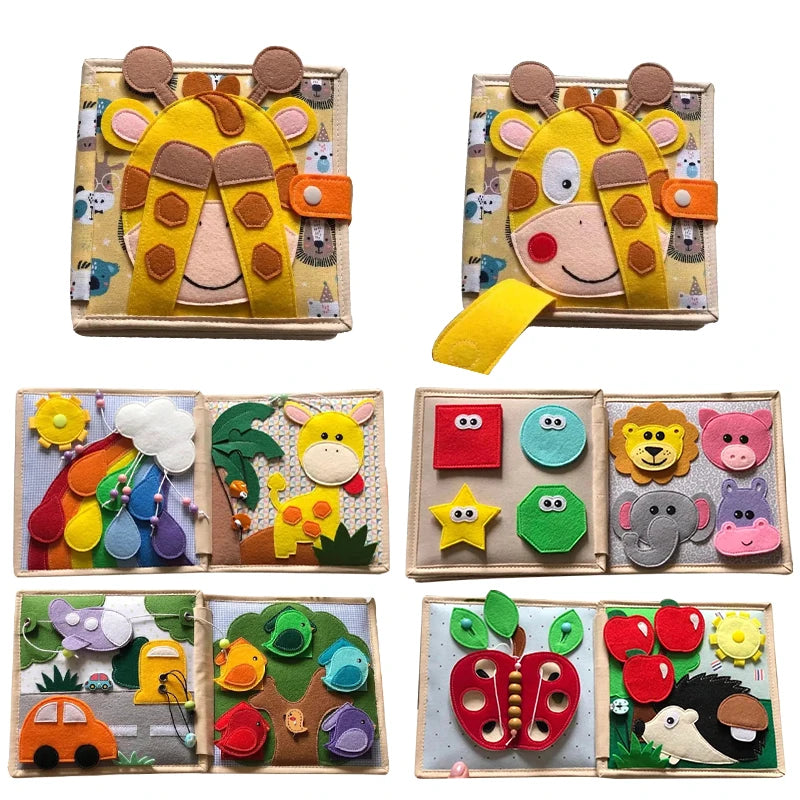Montessori 3D Felt Cloth Book with Busy Board Features