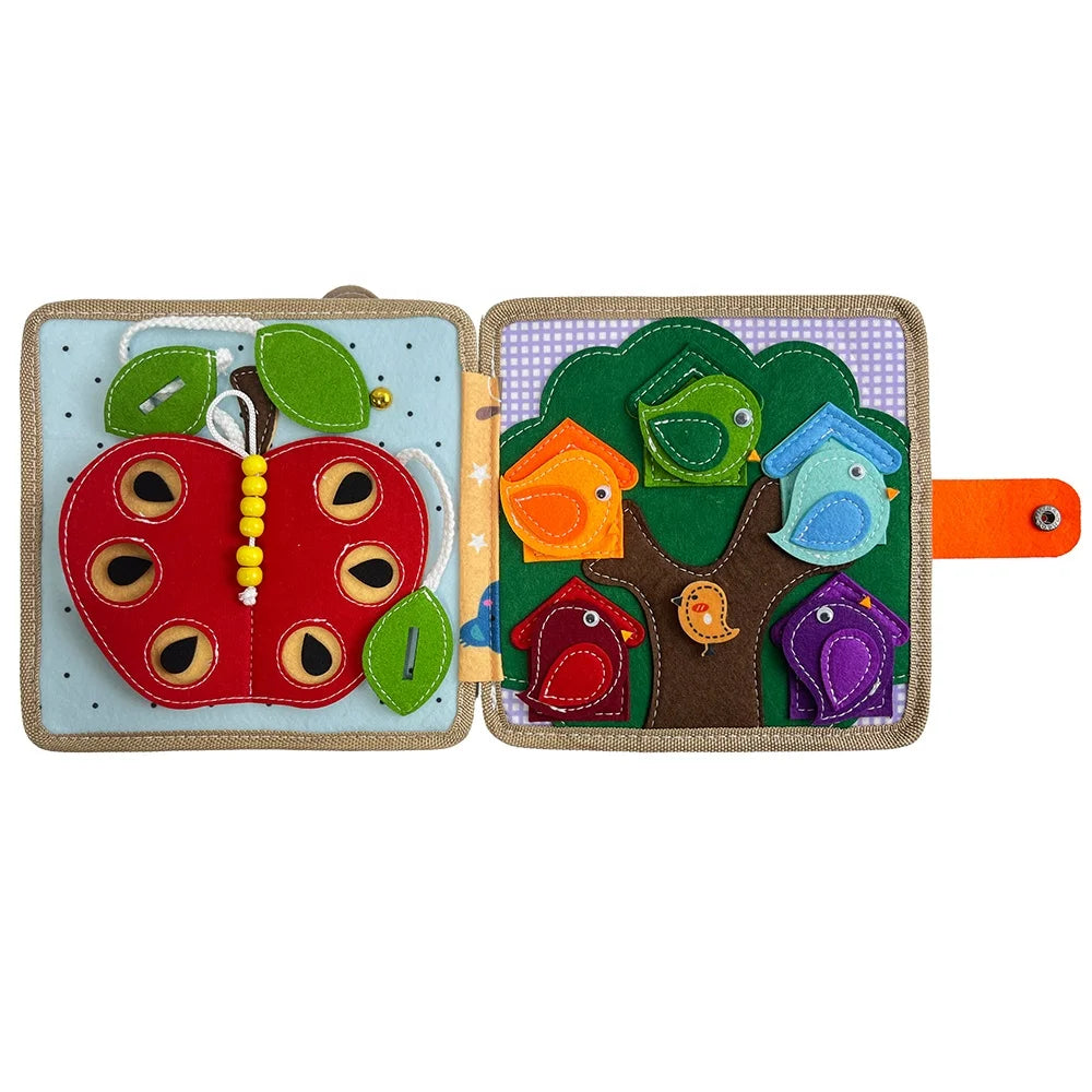 Montessori 3D Felt Cloth Book with Busy Board Features