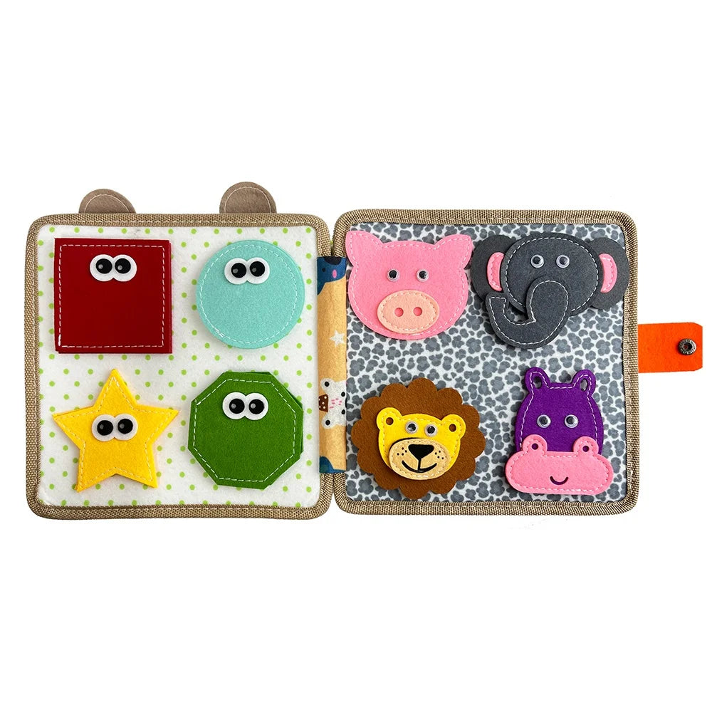 Montessori 3D Felt Cloth Book with Busy Board Features