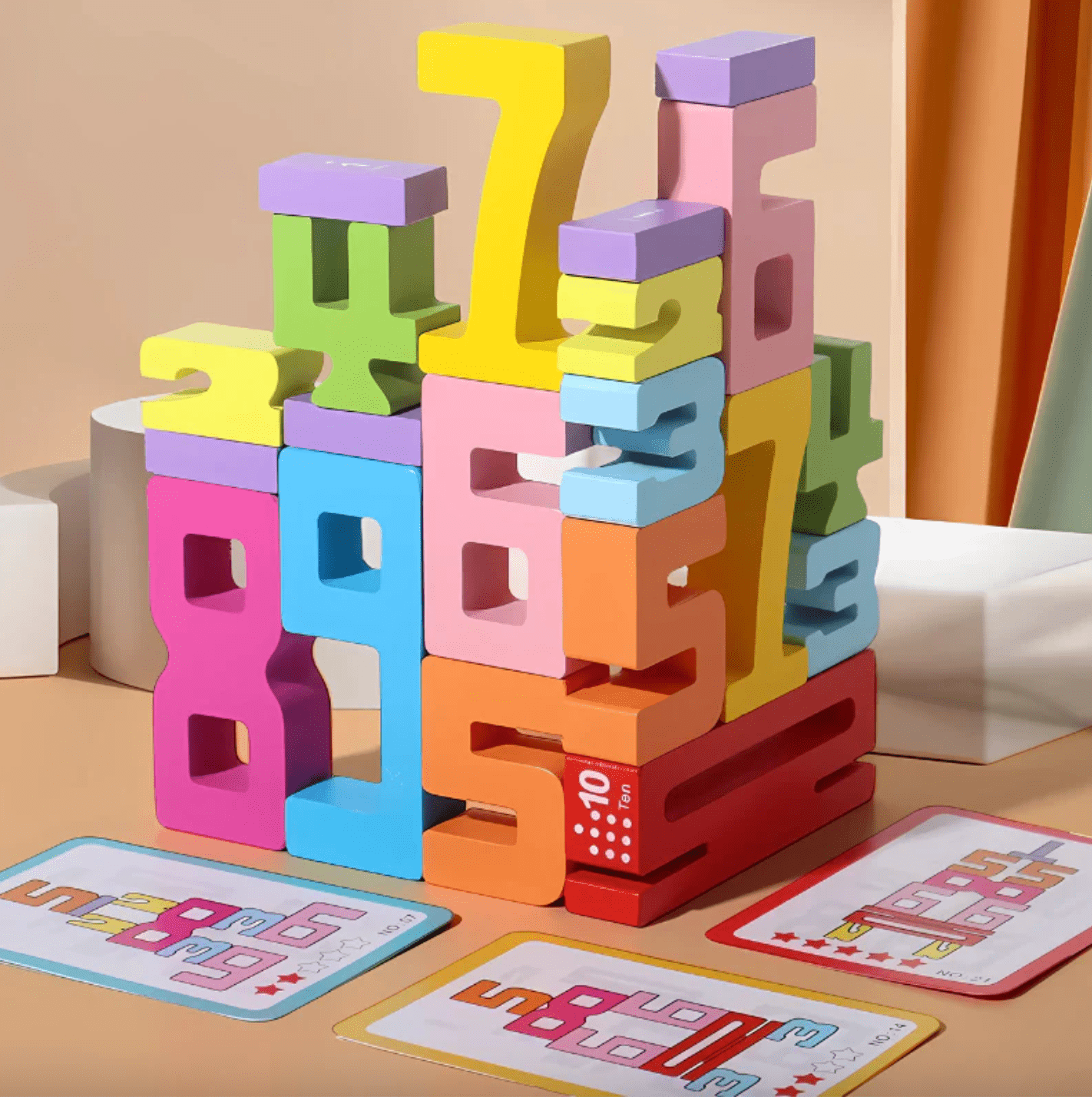 Wooden Number Stacking Building Blocks