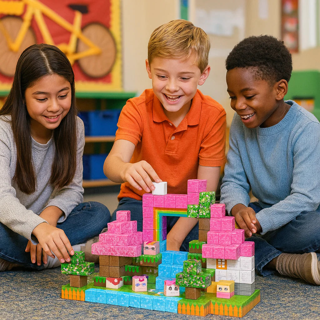 MagnetiCube Builder set with toy vehicles and construction elements