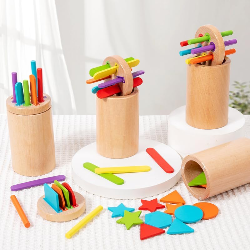 Montessori Wooden Shape & Colour Sorting Toy - Wonder Minds Kids