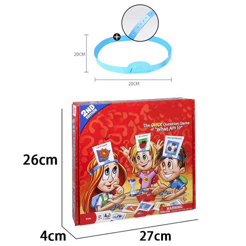 Who Am I Hedbanz game box and headband dimensions