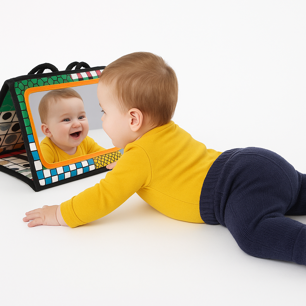Illustration showing developmental benefits of tummy time for babies