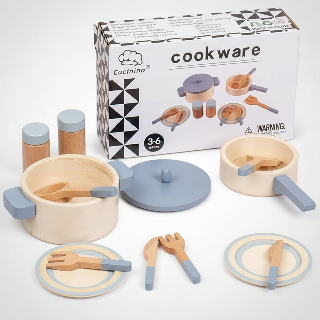 Children's toy cookware set with packaging 