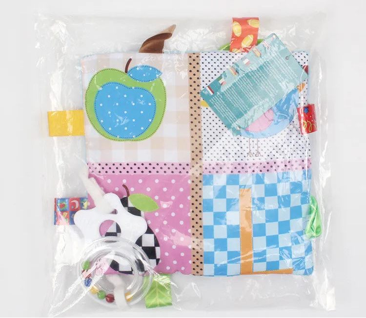Colourful baby teething mat with various patterns in a clear bag 