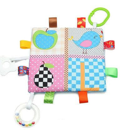 Colourful baby toy with various patterns and shapes 