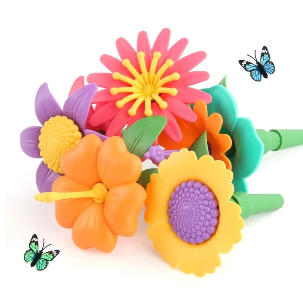 Colourful flower-shaped toys with a butterfly 