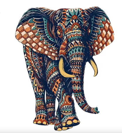 Colourful patterned elephant 