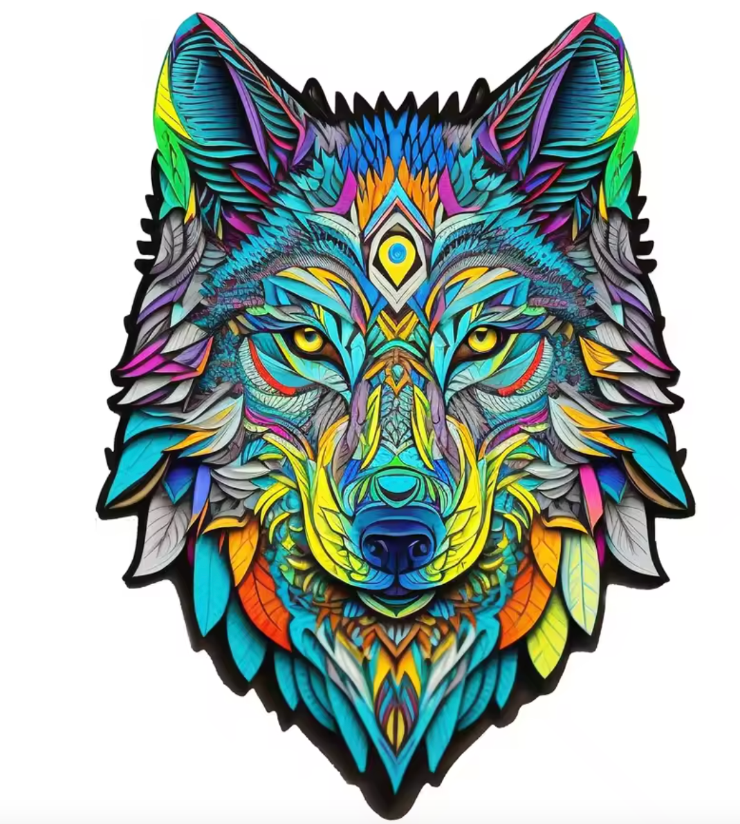 Colourful wolf head design 