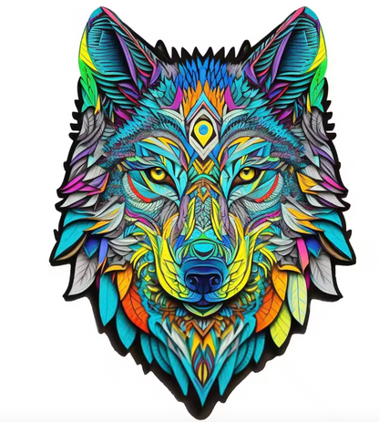 Colourful wolf head design 