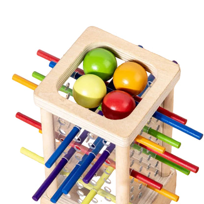 Colourful wooden puzzle with beads 
