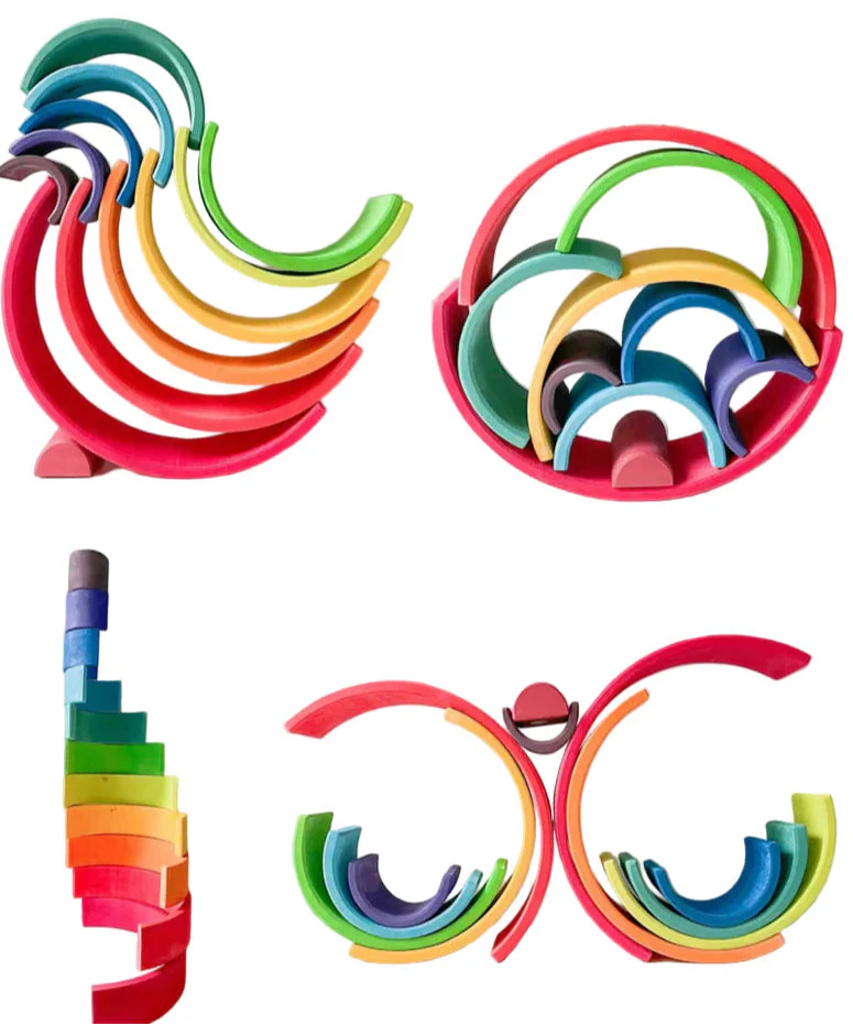 Rainbow stacker creative play setups and designs