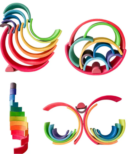 Rainbow stacker creative play setups and designs