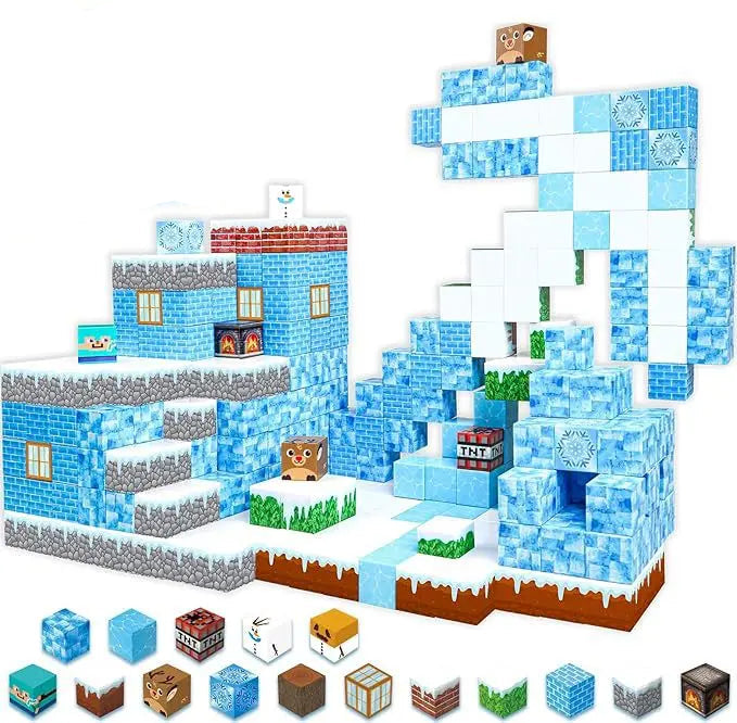Iceland building set with blocks and figures, including a castle-like structure and various elements.