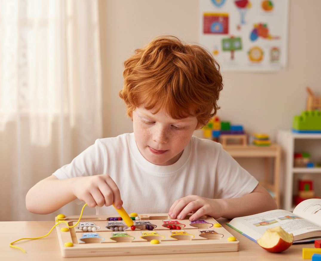 Child playing with Montessori Magnetic Maze