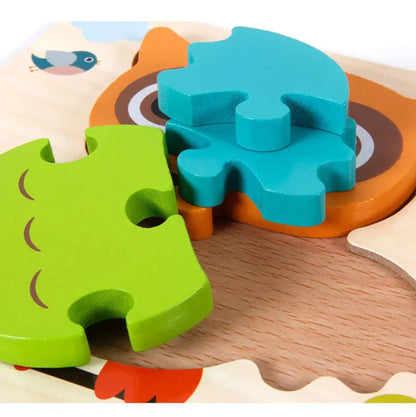 Close-up of smooth edges on Montessori 3D wooden puzzle