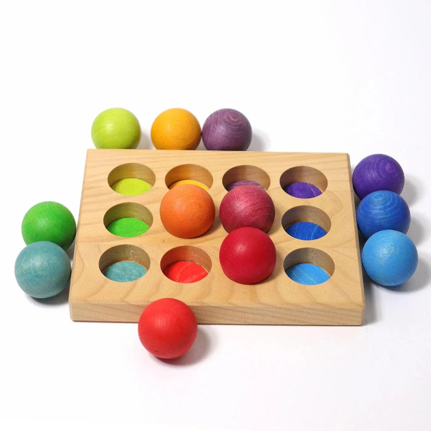 Wooden rainbow balls Montessori loose parts play set
