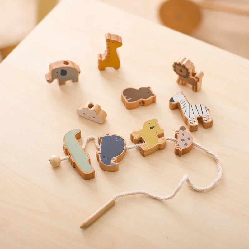 Montessori lacing beads and seesaw balance toy set