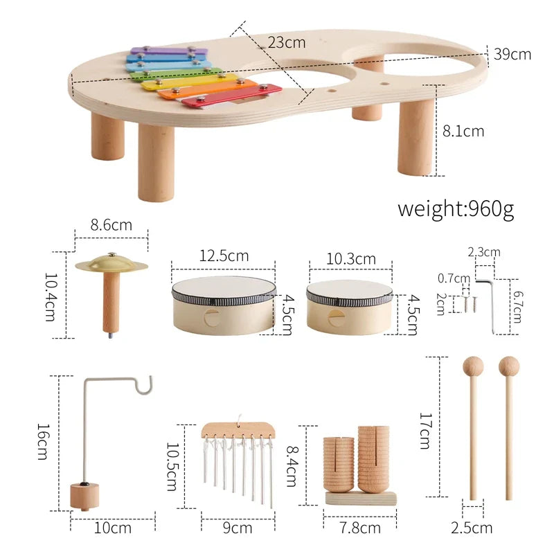 Montessori music table dimensions and size reference