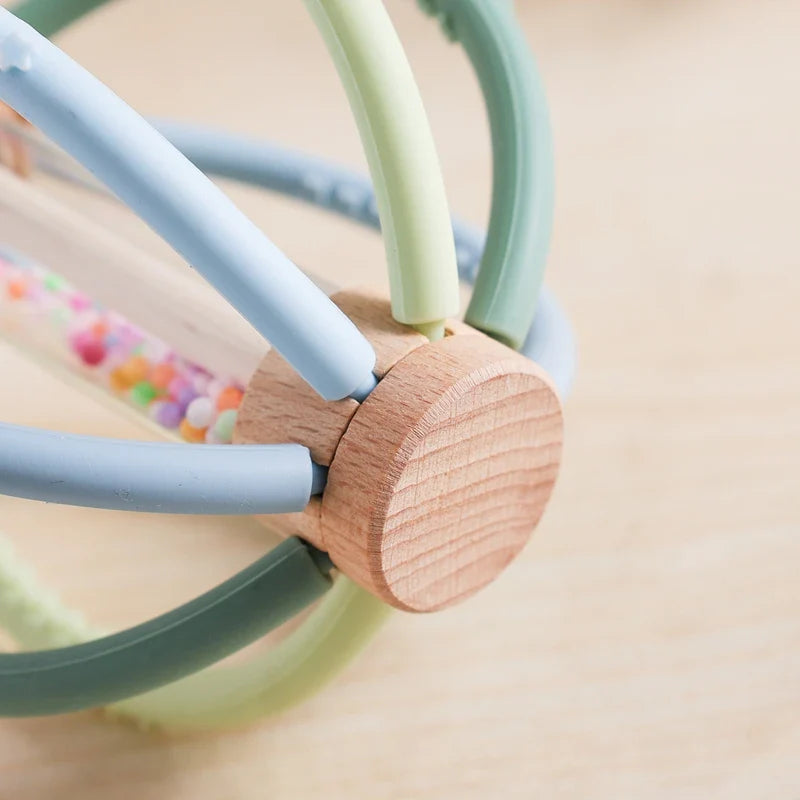 Baby holding rattle toy