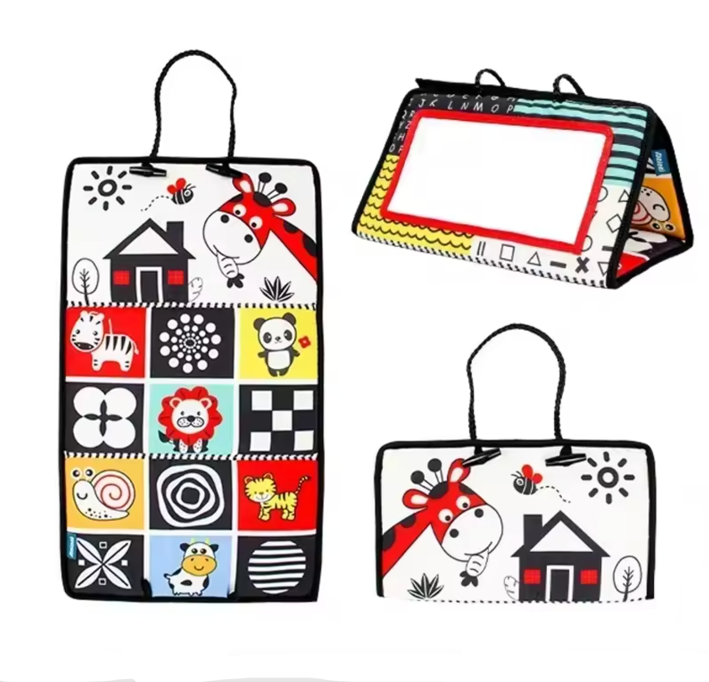 Tummy Time Discovery Mirror Book size reference and foldable design