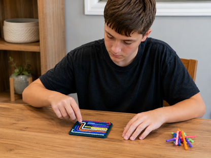 Sensory activity fidget board with interactive gears, switches and latches