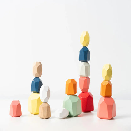 Wooden stacking stones balancing blocks set