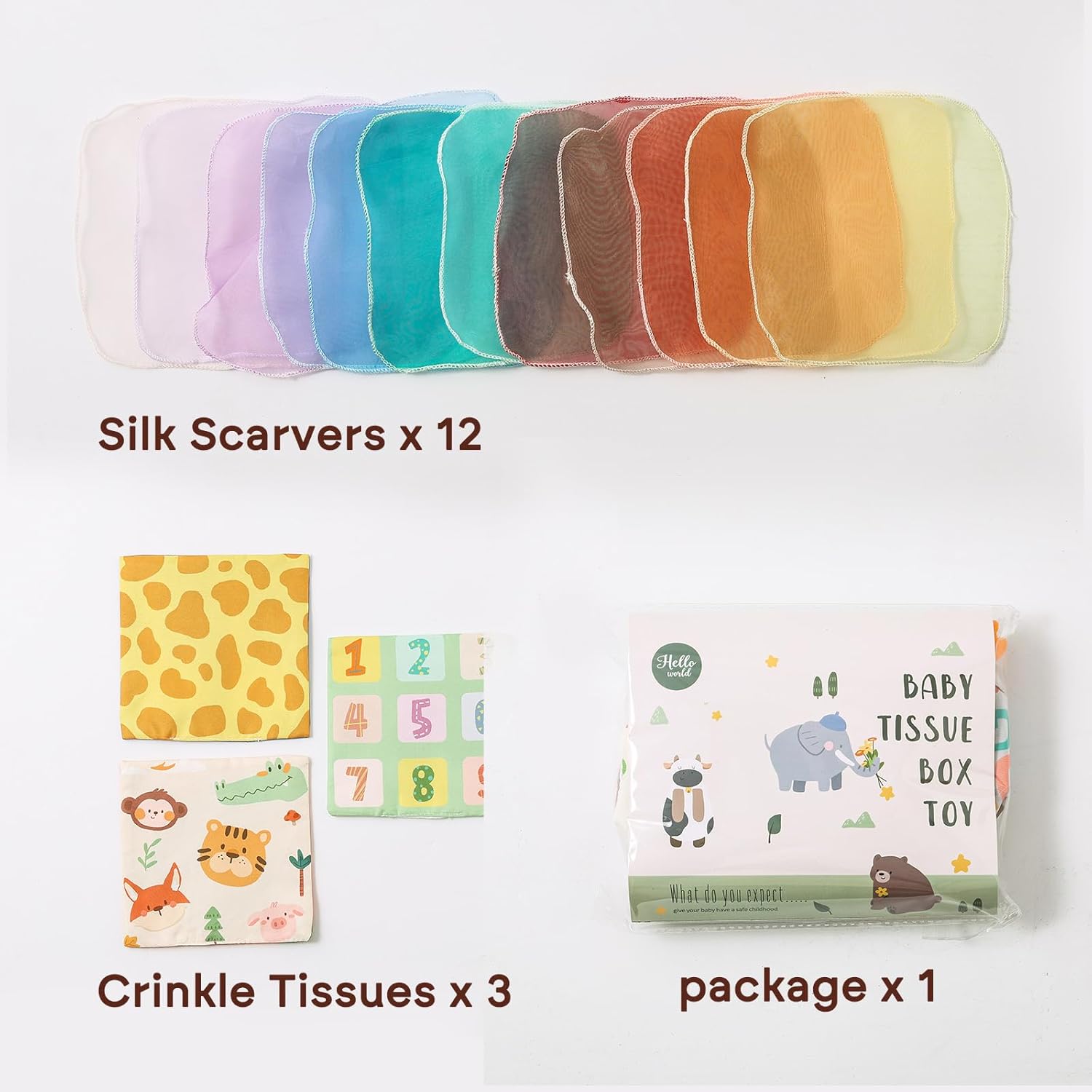 What's included in the sensory tissue box set