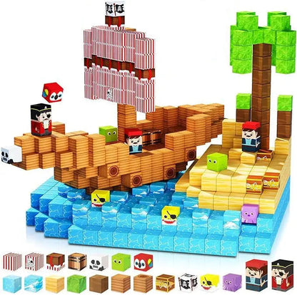Toy building set with pirate ship and characters.