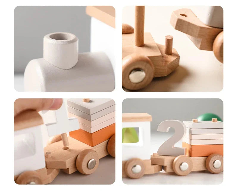 Wooden number train parts and connectors