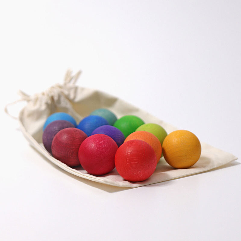 Montessori wooden rainbow balls for sorting counting and creative play