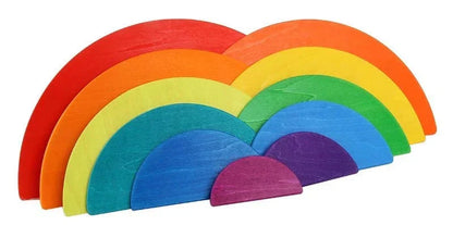 Children playing with rainbow semi circle stackers