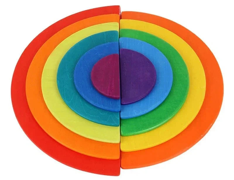 Montessori rainbow semi circle stackers open ended wooden play