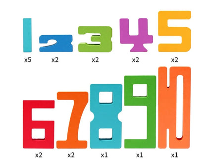 Wooden Number Stacking Building Blocks pieces